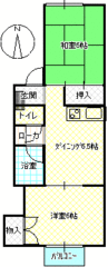 天童市東久野本1丁目5-18「メゾンド松田C」 2DK 39,500円画像