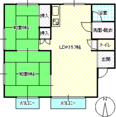 天童市交り江1丁目2-30「アーバンハウス交り江」 2LDK 48,500円画像