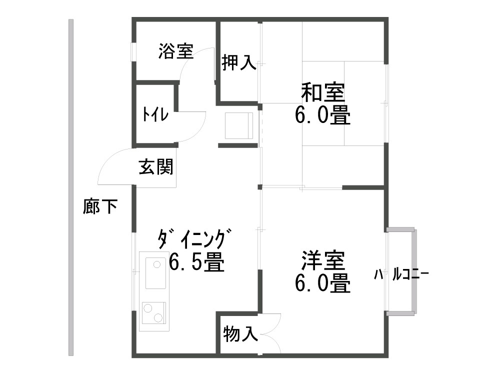 東根市大林1丁目4-22「コーポA1」 2DK 37,500円画像